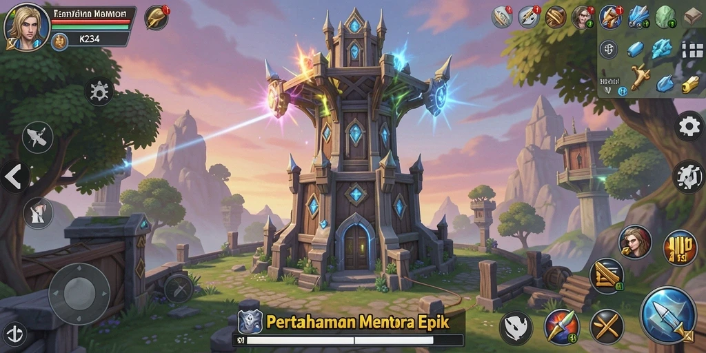 Screenshot K234 menampilkan aksi gameplay Tower Defense yang menegangkan.