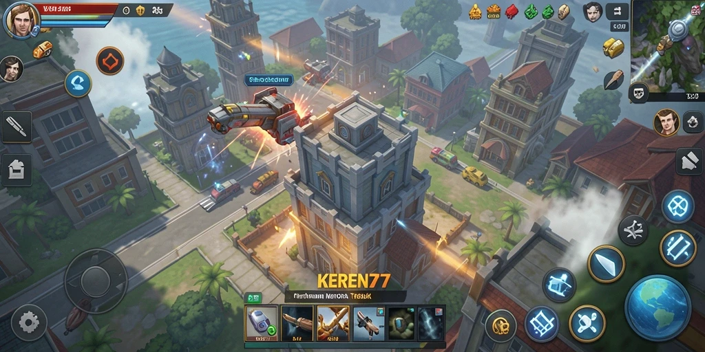 Tangkapan layar utama KEREN77 menampilkan aksi seru dalam Tower Defense.