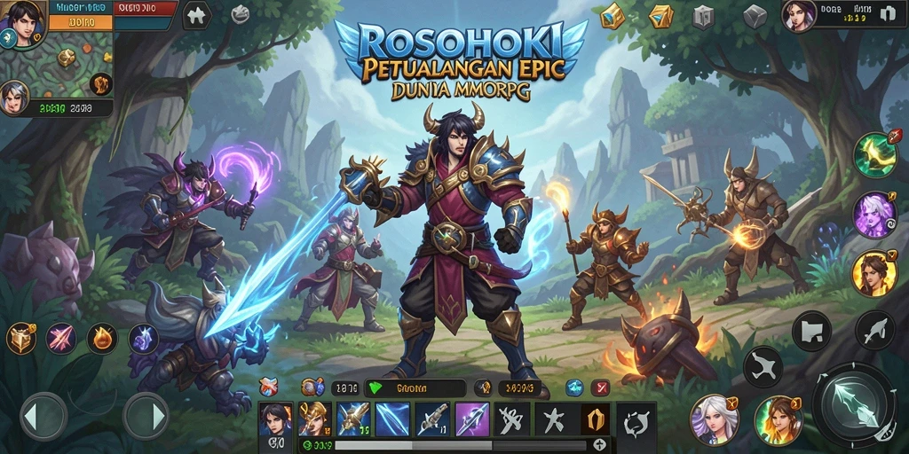 Screenshot gameplay epic dari <strong>ROSOHOKI</strong> menunjukkan aksi seru para karakter.