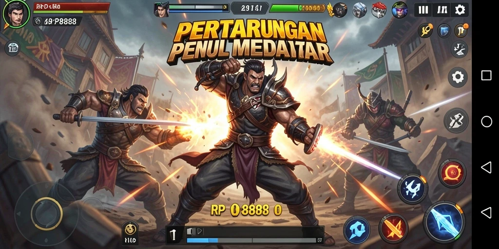 Screenshot menunjukkan pertarungan seru antara dua karakter yang bertarung.