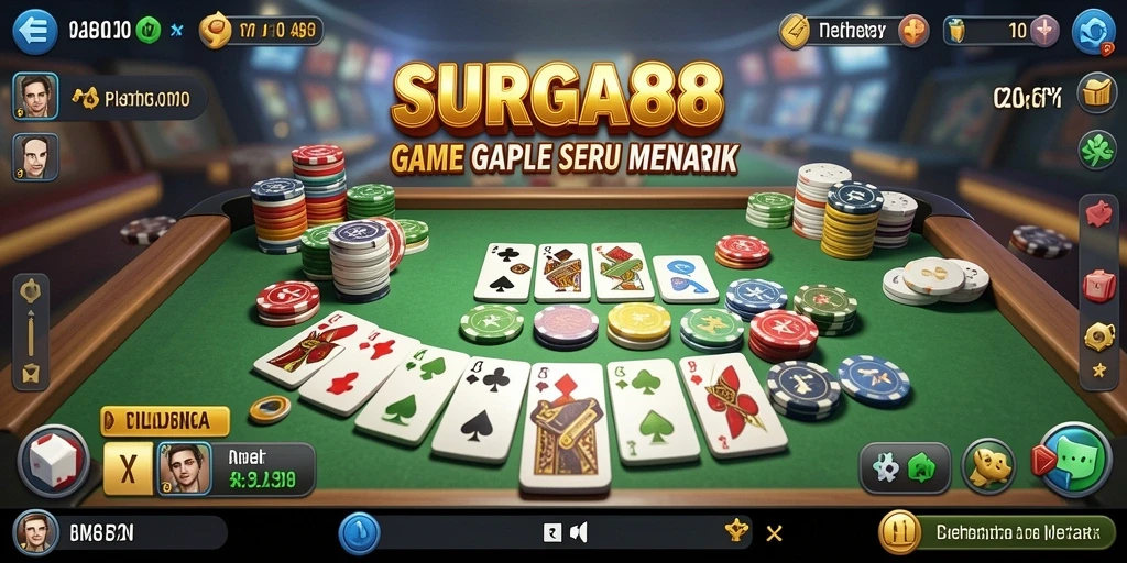 Tampilan gameplay seru dalam SURGA88 yang menggambarkan permainan Gaple.