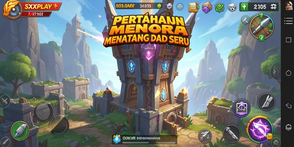 Tampilan gameplay seru dari SXXPLAY dengan strategi Tower Defense.