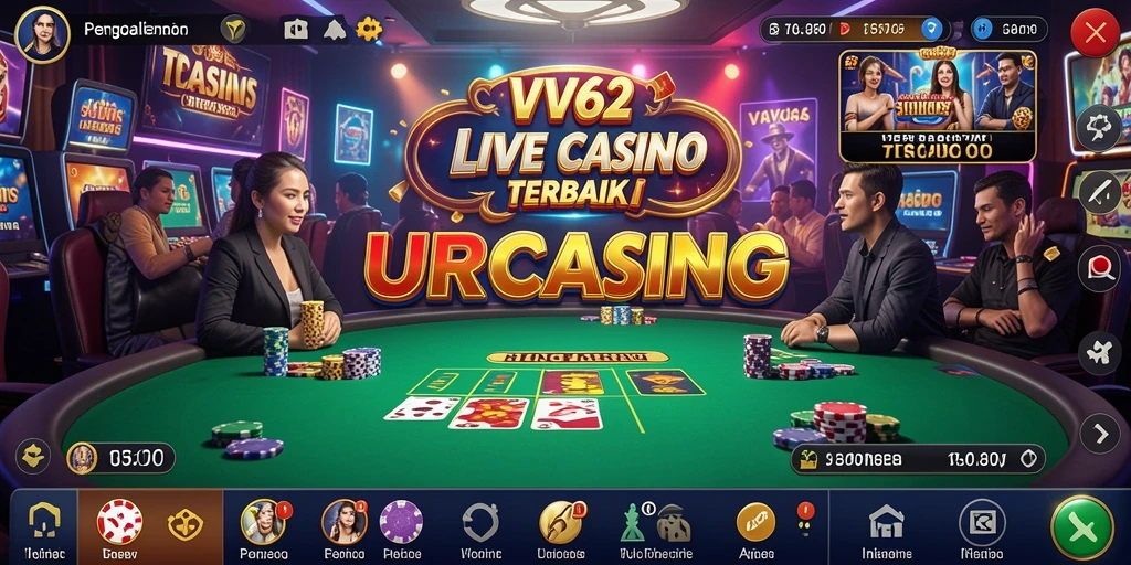 Tampilan langsung permainan Live Casino yang mengasyikkan dan interaktif di VV62.